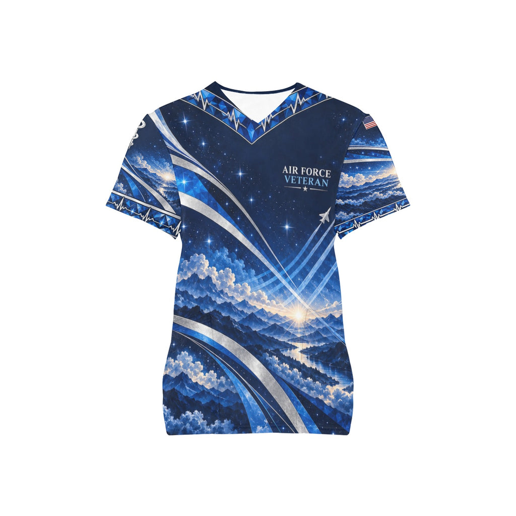 Sapphire Skies — Air Force Veteran All-Over Print Scrub Top