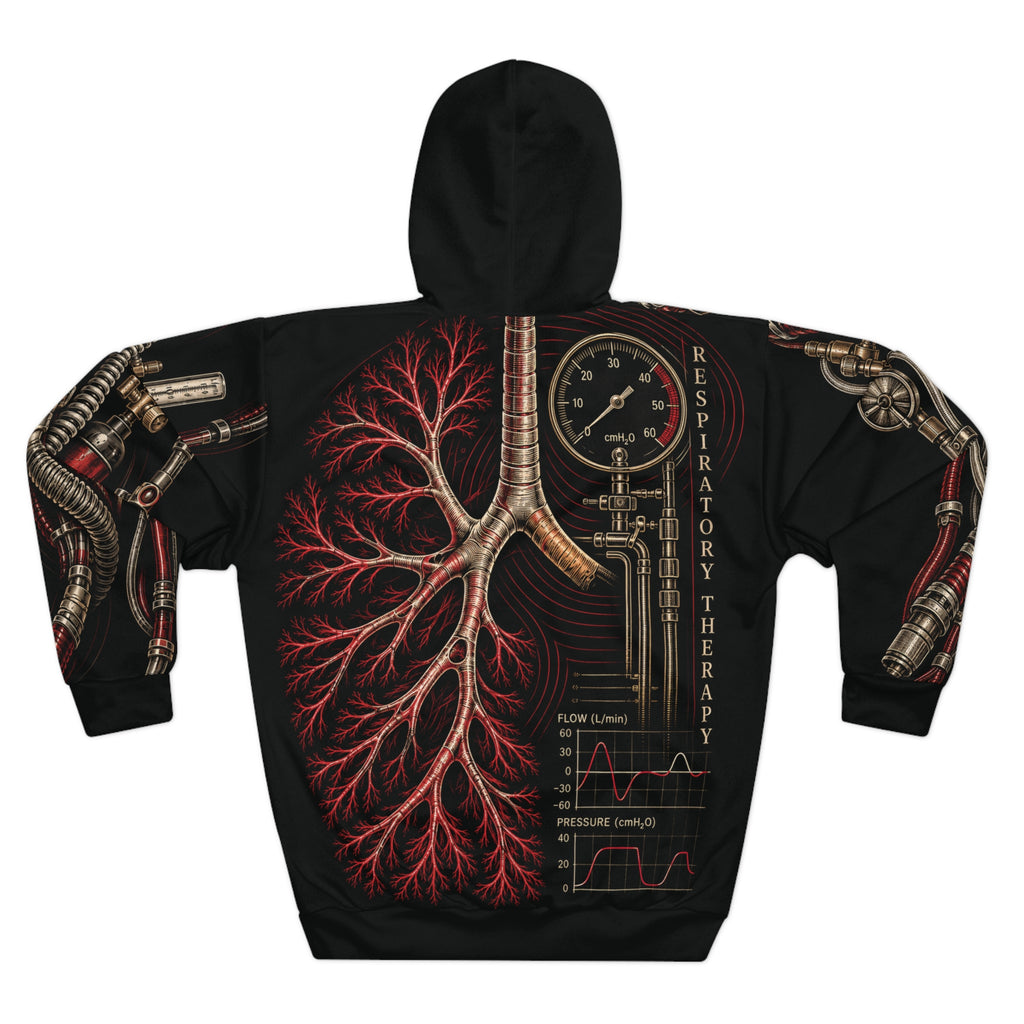 Crimson Airway all-over respiratory hoodie product mockup 2