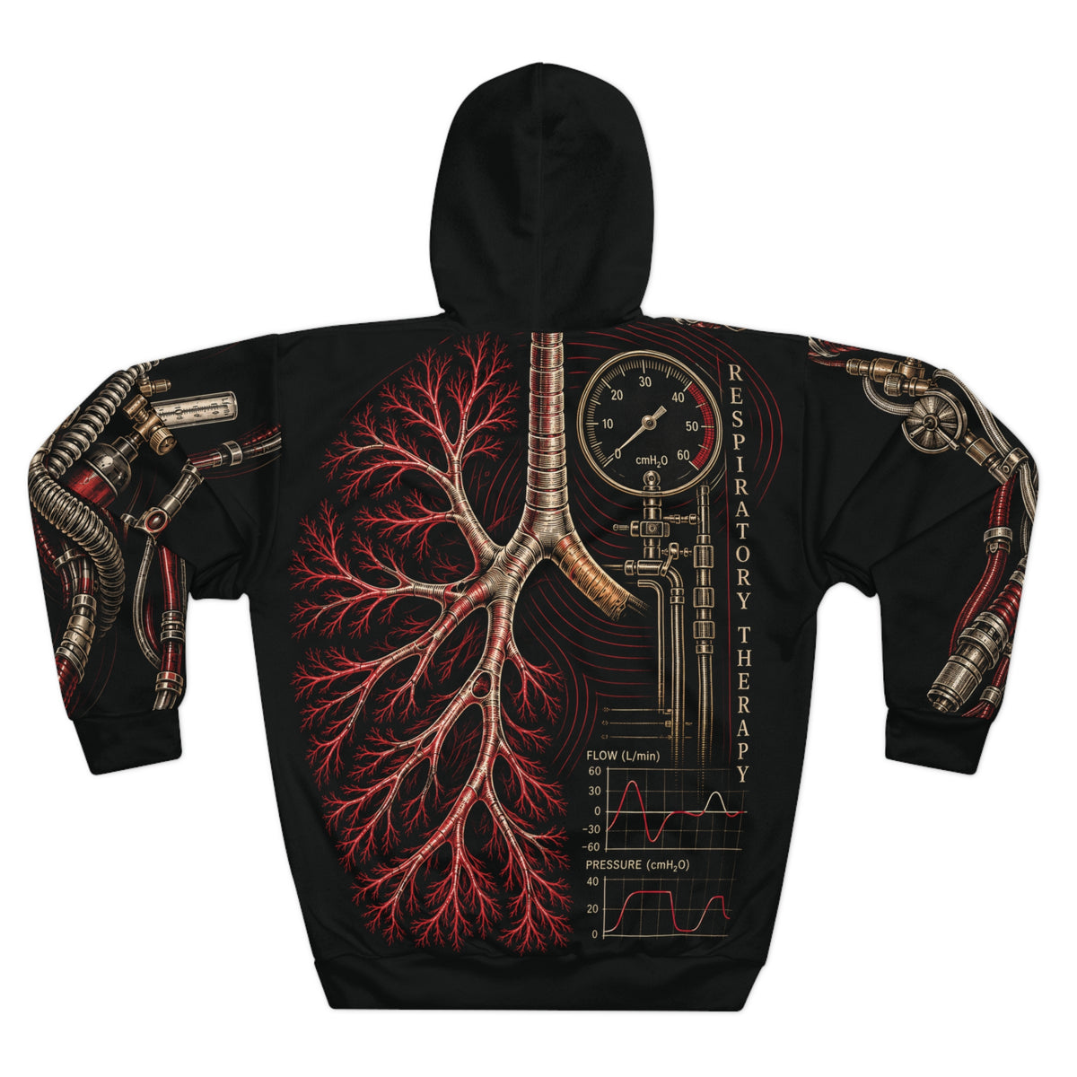 Crimson Airway all-over respiratory hoodie product mockup 2