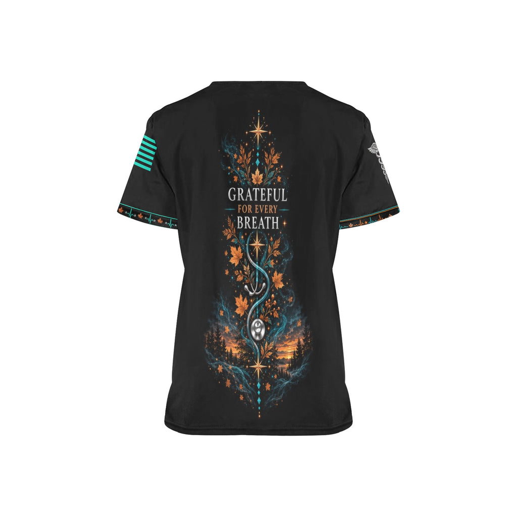 Grateful Watch — Respiratory Thanksgiving All-Over Print Scrub Top