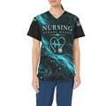 Midnight Pulse — Nursing All-Over Print Scrub Top