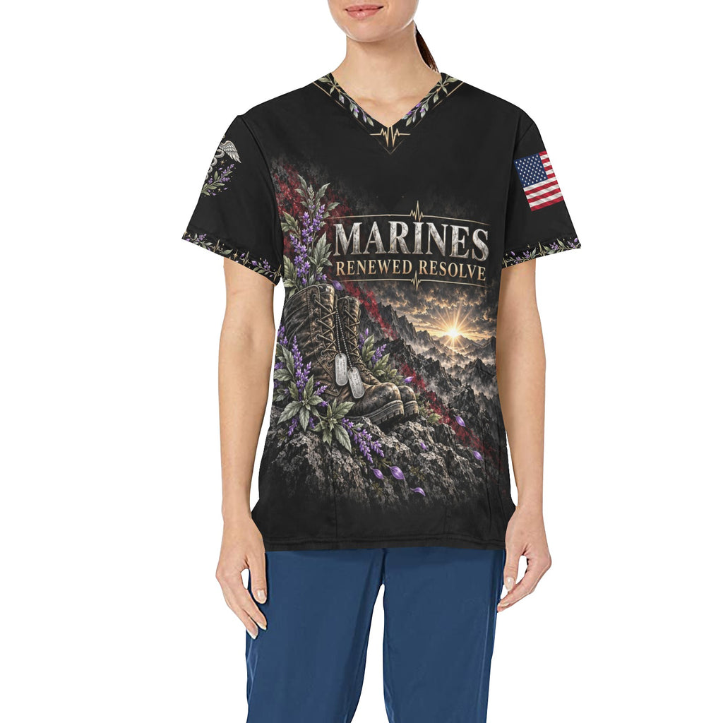 Renewed Resolve — Marine Corps Easter All-Over Print Scrub Top