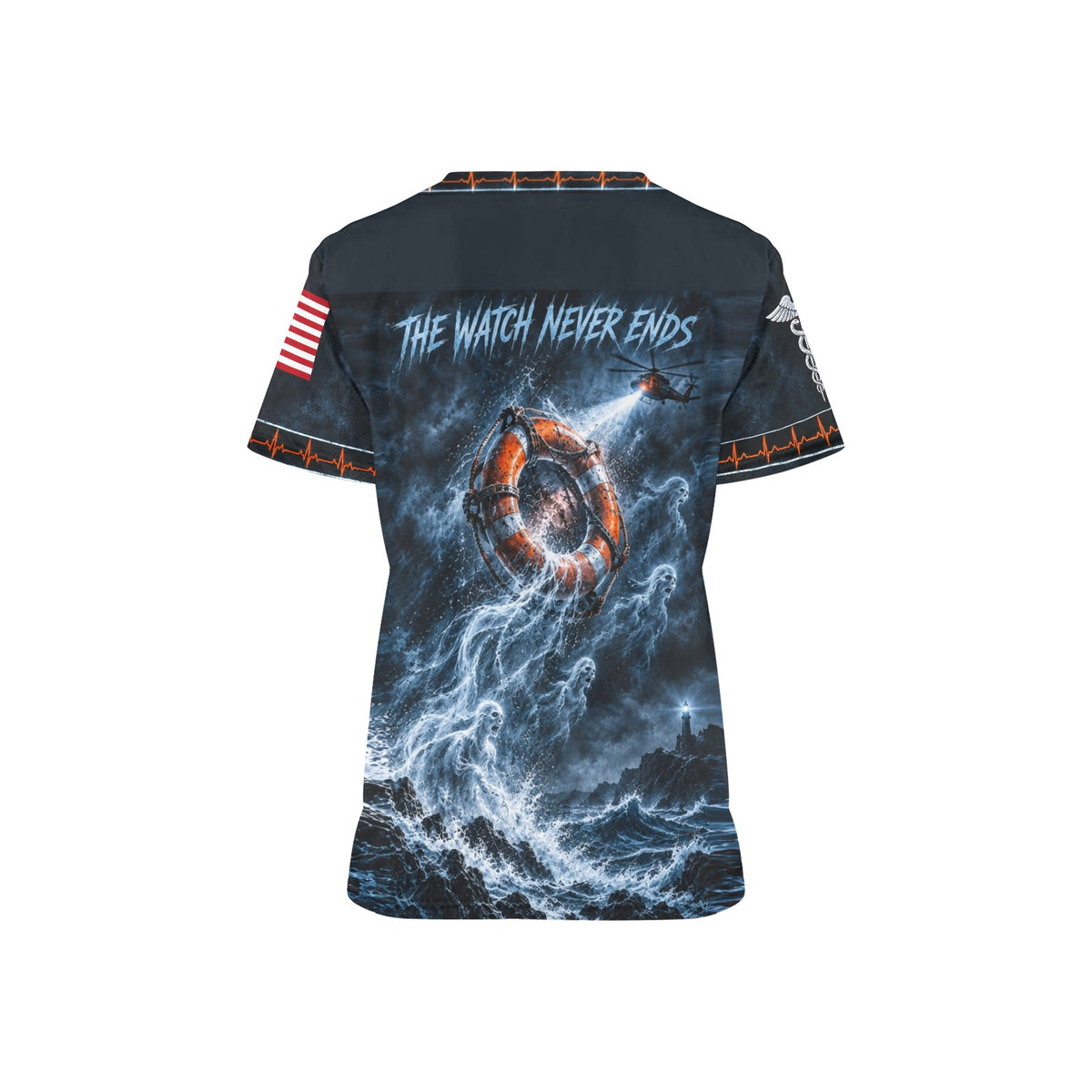 Phantom Rescue — Coast Guard Halloween All-Over Print Scrub Top