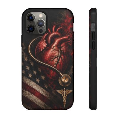 Actual Printify Crimson Signal glossy case: iPhone 12 Pro; model-specific camera and full medical emblem clearance reviewed