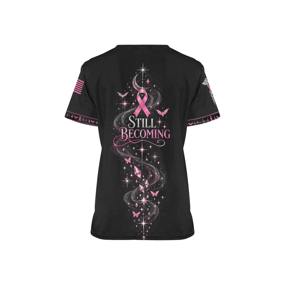 Wings of Hope — Breast Cancer Halloween All-Over Print Scrub Top