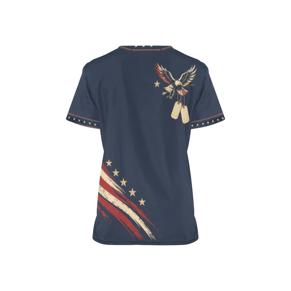 Service Never Ends — Veteran All-Over Print Scrub Top