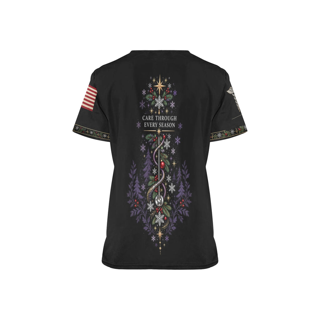 Winter Watch — Medical Christmas All-Over Print Scrub Top