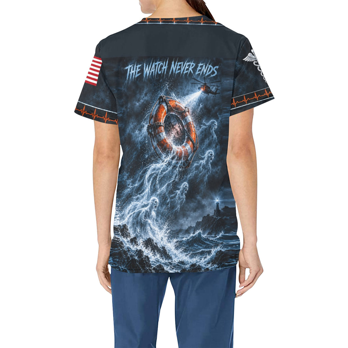 Phantom Rescue — Coast Guard Halloween All-Over Print Scrub Top