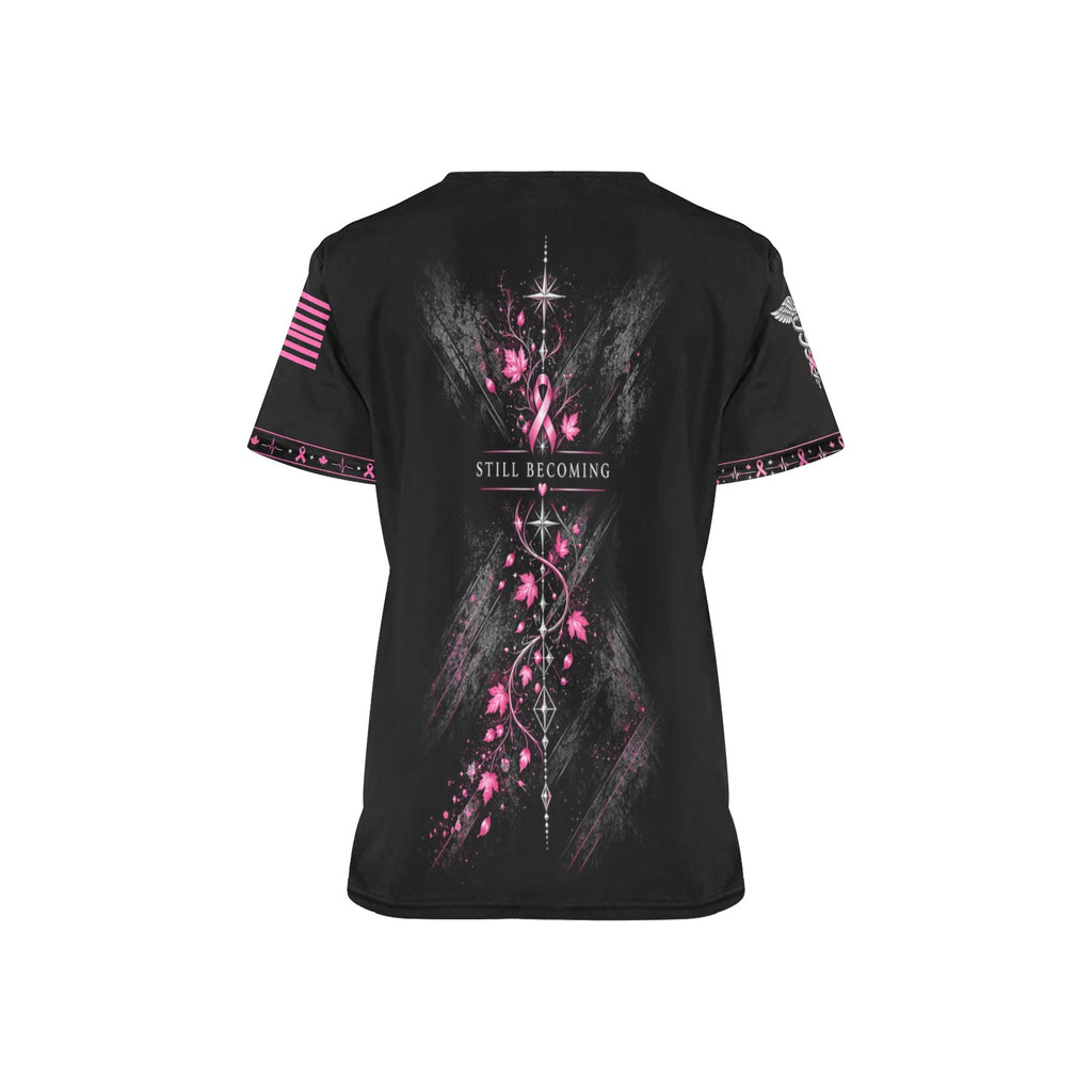 Roots of Gratitude — Breast Cancer Awareness Thanksgiving All-Over Print Scrub Top