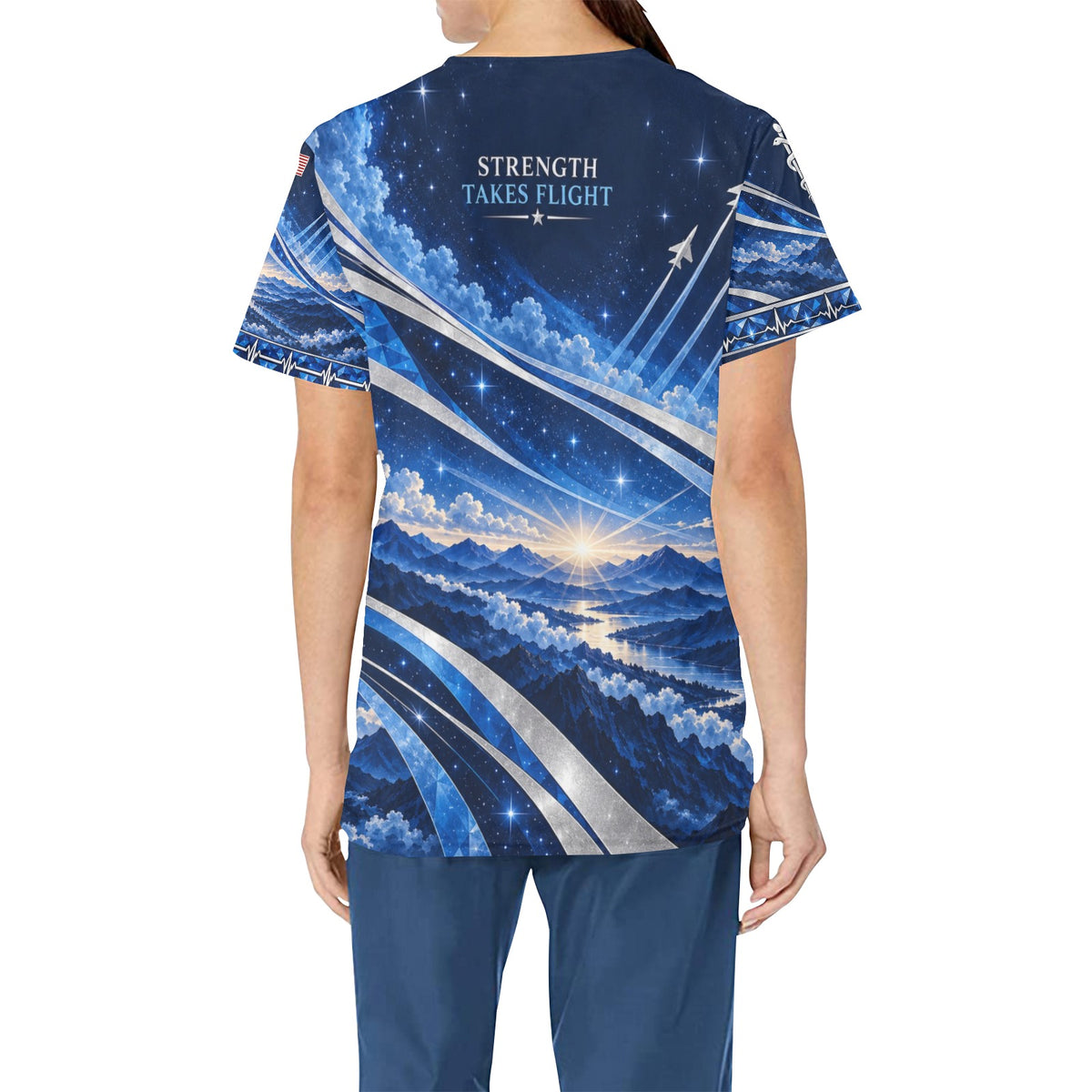 Sapphire Skies — Air Force Veteran All-Over Print Scrub Top