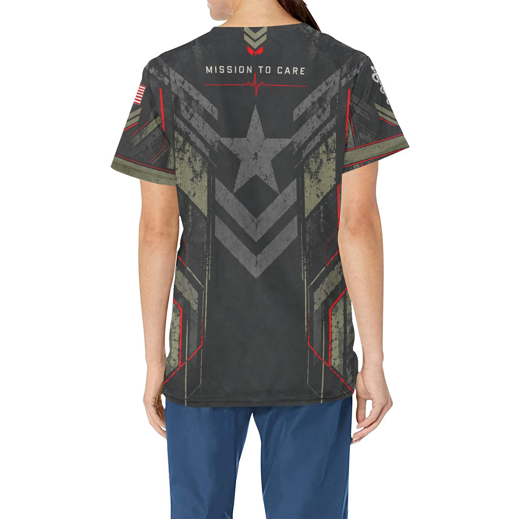 Mission to Care — Veteran Medical All-Over Print Scrub Top