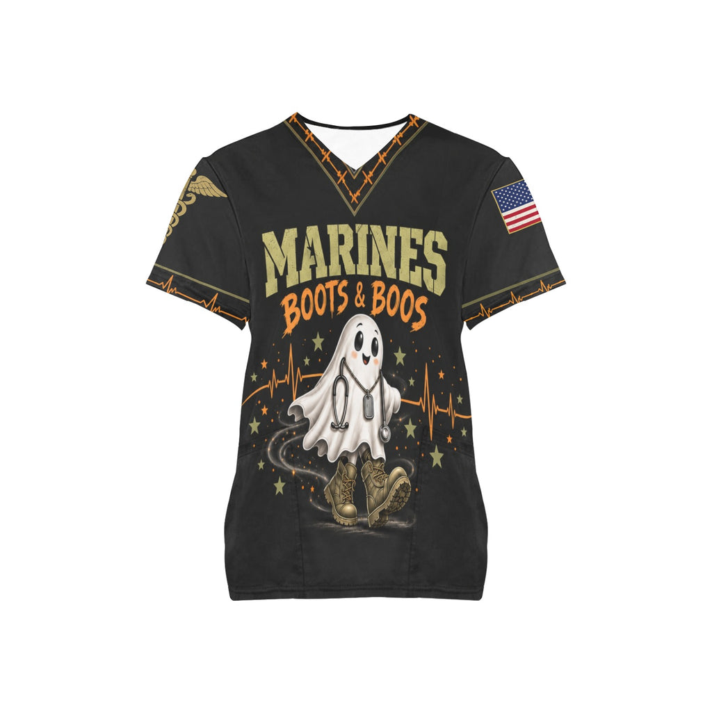 Boots & Boos — Marine Corps Halloween All-Over Print Scrub Top
