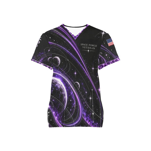 Amethyst Orbit — Space Force Veteran All-Over Print Scrub Top