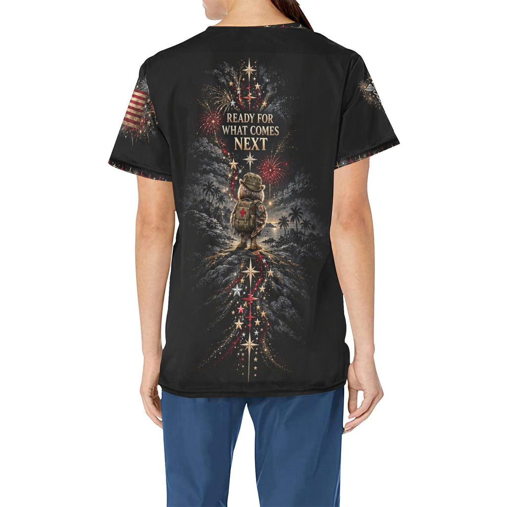 New Year Crew — Marine Corps New Year's All-Over Print Scrub Top
