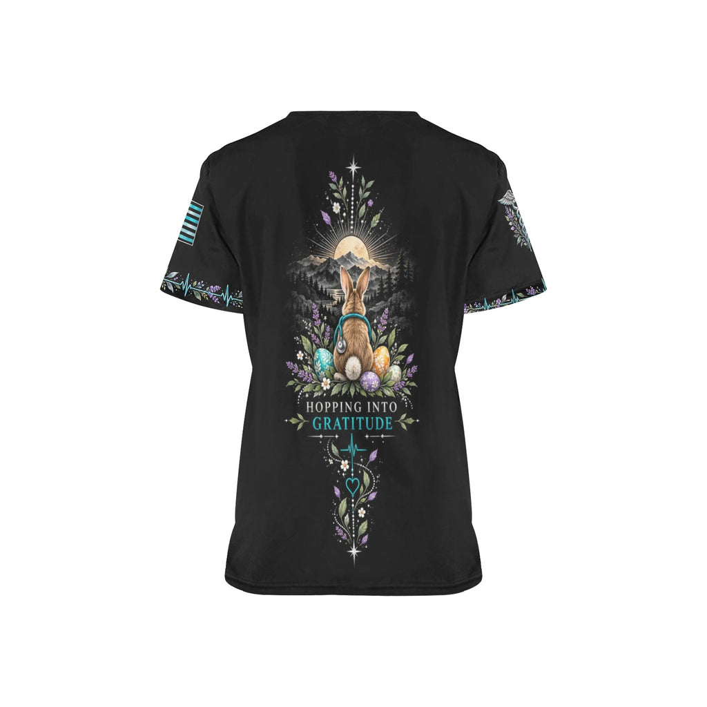 Spring Duty Crew — Respiratory Easter All-Over Print Scrub Top