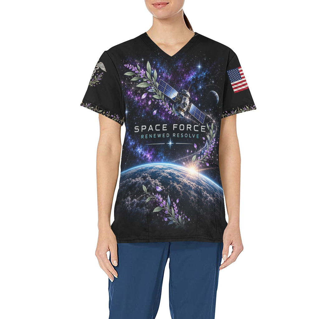 Renewed Resolve — Space Force Easter All-Over Print Scrub Top