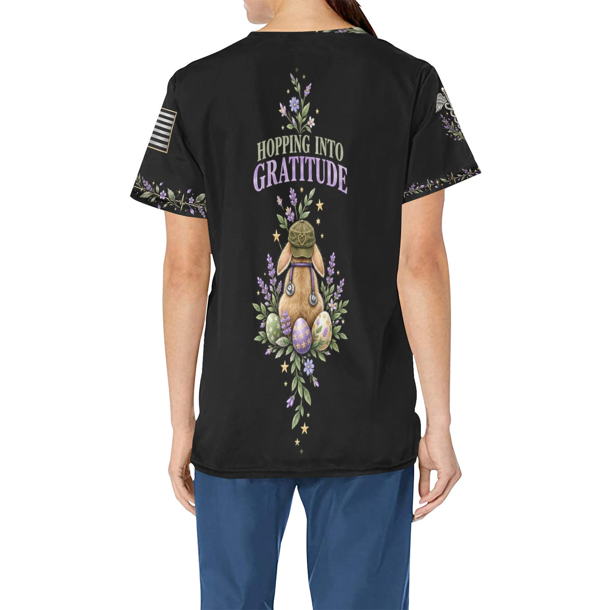 Bunny on Duty — Army Easter All-Over Print Scrub Top