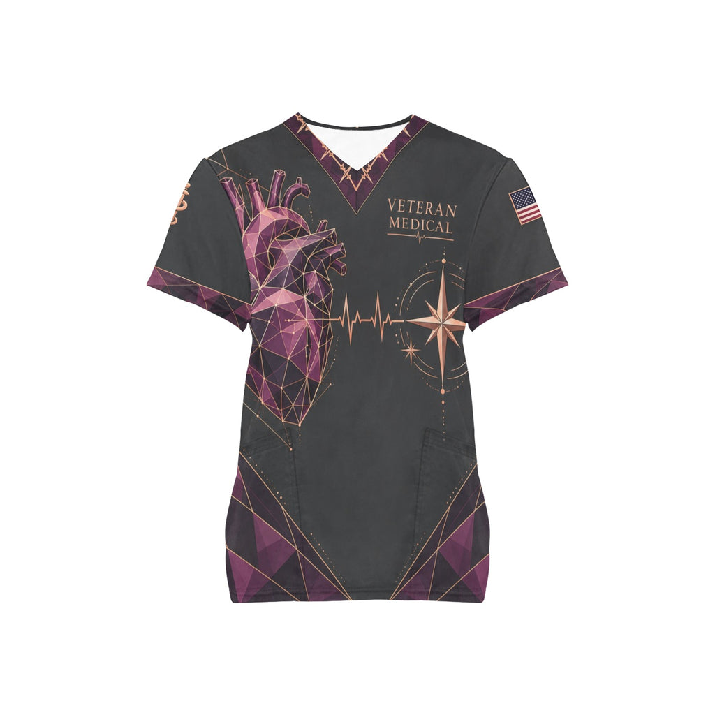 Courage to Care — Veteran Medical All-Over Print Scrub Top