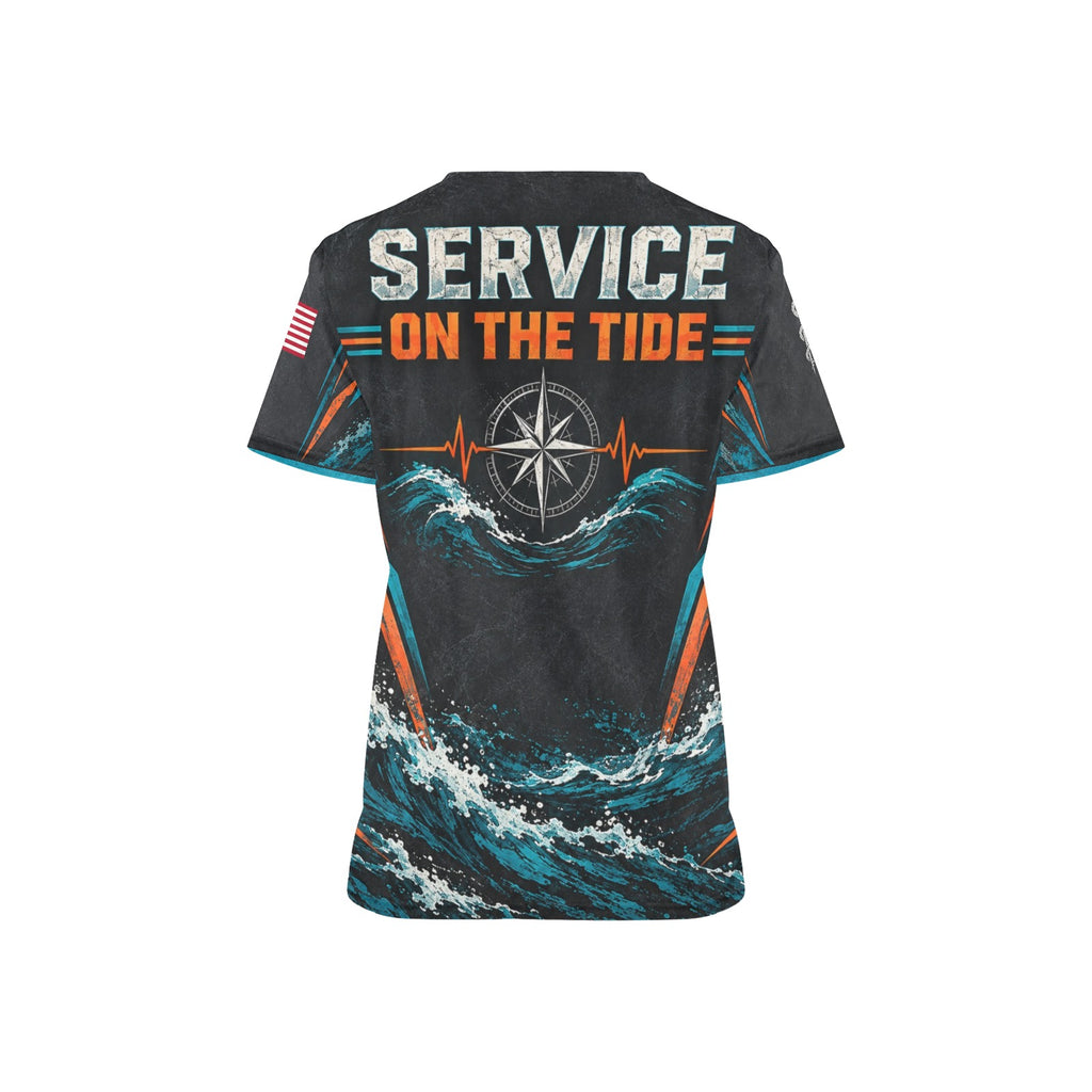 Service on the Tide — Coast Guard Veteran All-Over Print Scrub Top