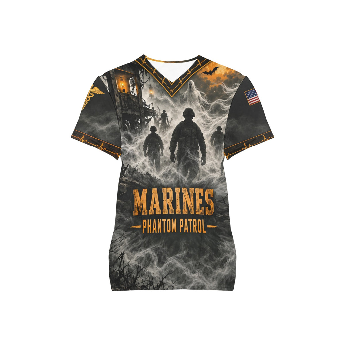 Phantom Patrol — Marine Corps Halloween All-Over Print Scrub Top