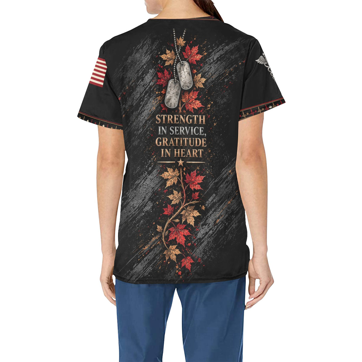 Steadfast Thanks — Marine Corps Thanksgiving All-Over Print Scrub Top