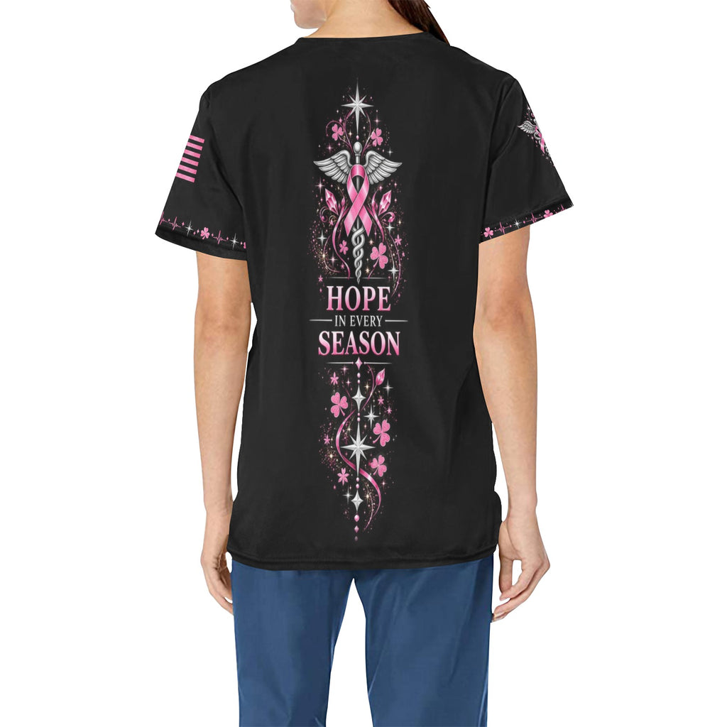 Shamrock Watch — Breast Cancer Awareness St. Patrick's Day All-Over Print Scrub Top