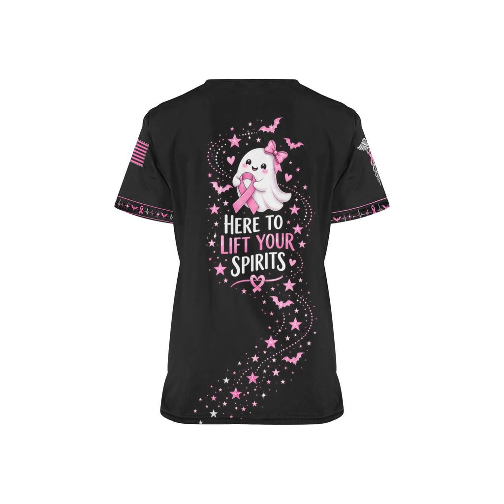 Boo for Hope — Breast Cancer Halloween All-Over Print Scrub Top