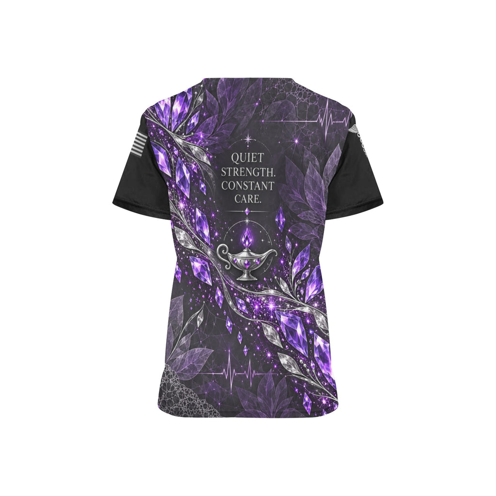 Amethyst Night Shift — Nursing All-Over Print Scrub Top