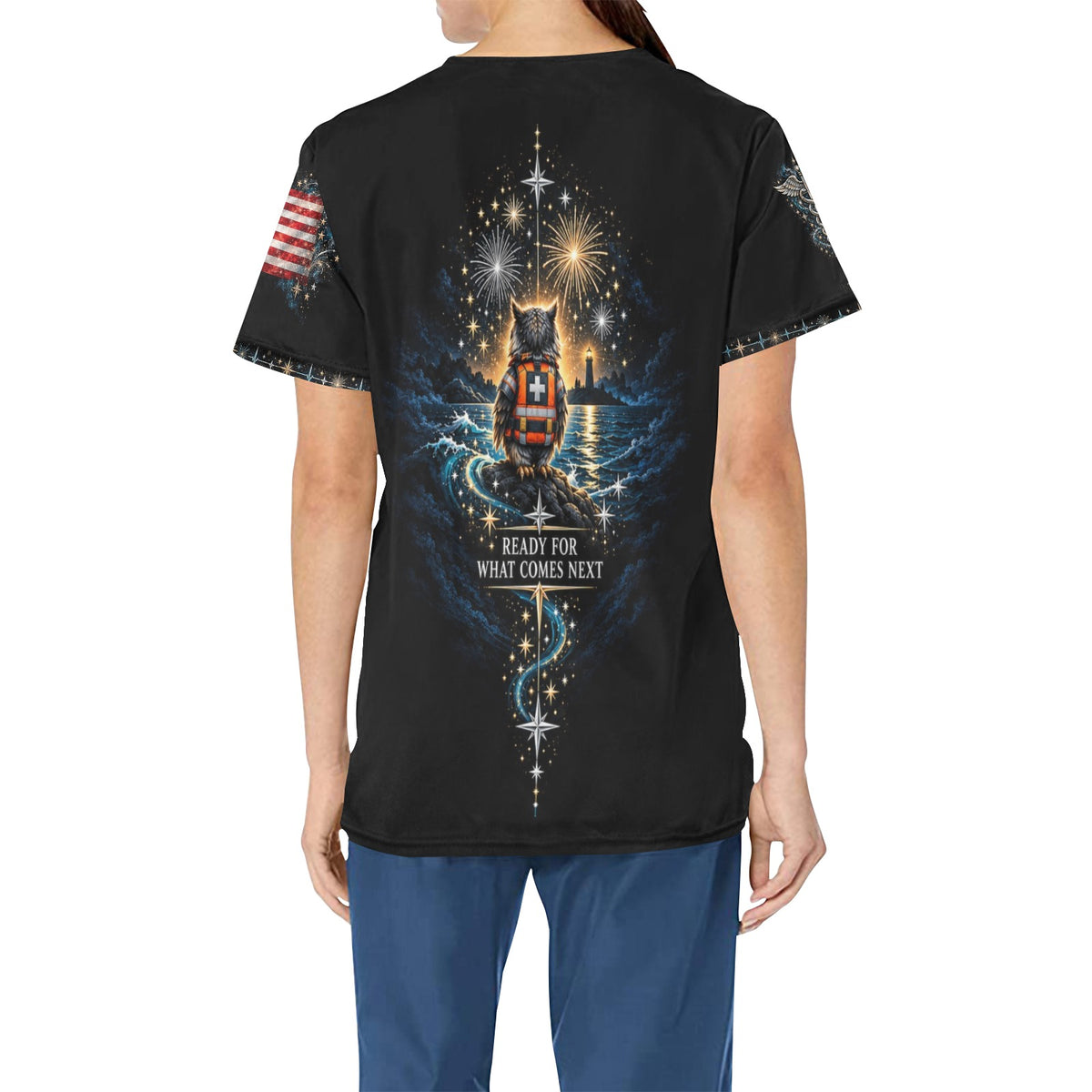 New Year Crew — Coast Guard New Year's All-Over Print Scrub Top