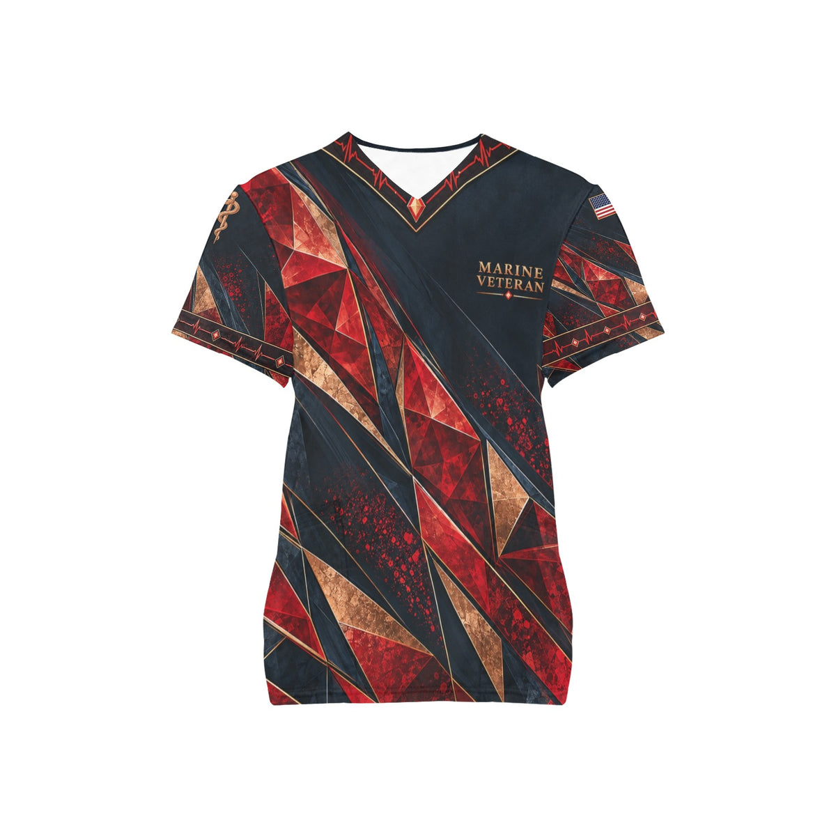 Crimson Legacy — Marine Corps Veteran All-Over Print Scrub Top