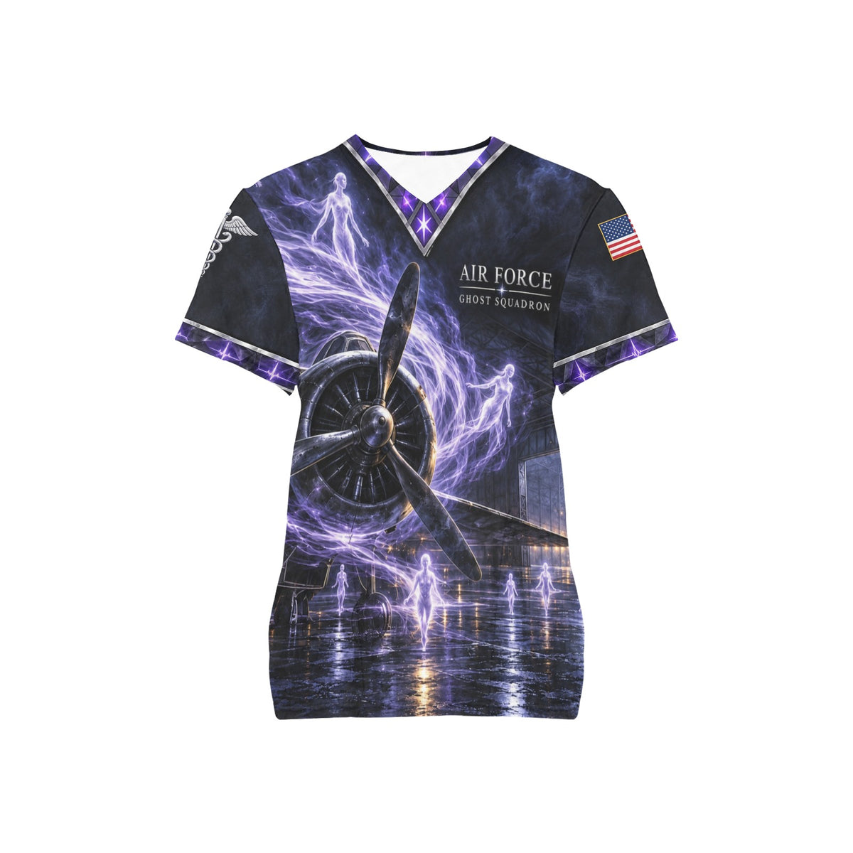 Ghost Squadron — Air Force Halloween All-Over Print Scrub Top