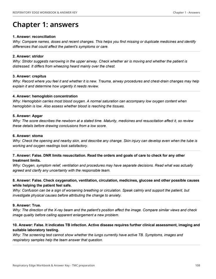 Matching explained answers — actual PDF sample
